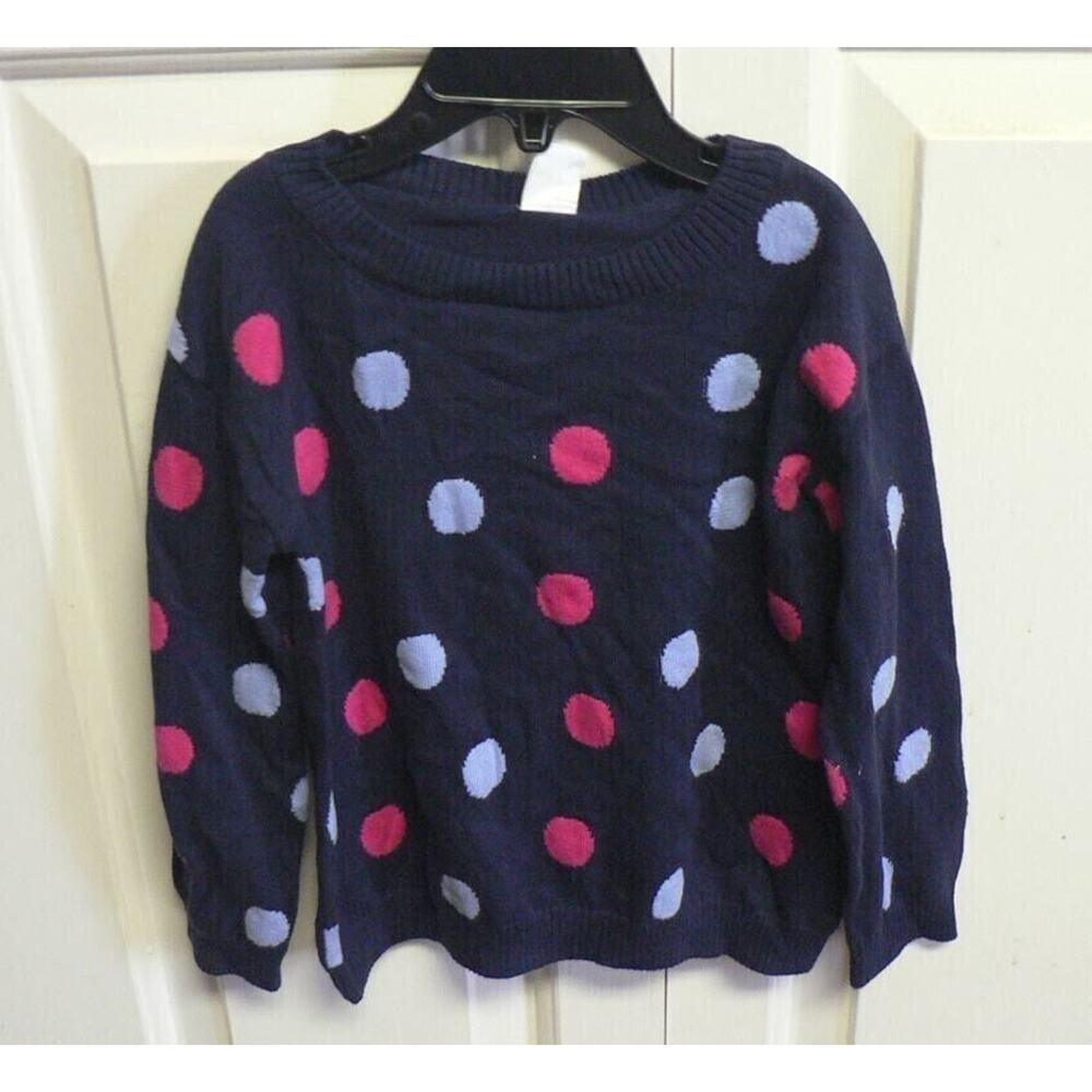 Harper Canyon Girls Fun Pattern Sweater In Navy Peacoat Multi Dot Size 3